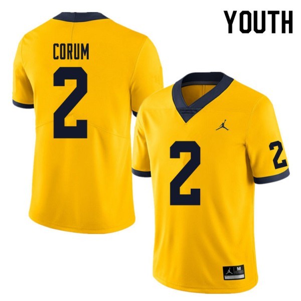 Michigan Wolverines #2 Youth(Kids) Blake Corum Jersey Yellow Stitched